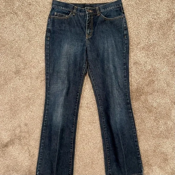 The Limited Dark Wash Denim Jeans w/ Perm Crease Straight Leg Classic Fit - Picture 14 of 14
